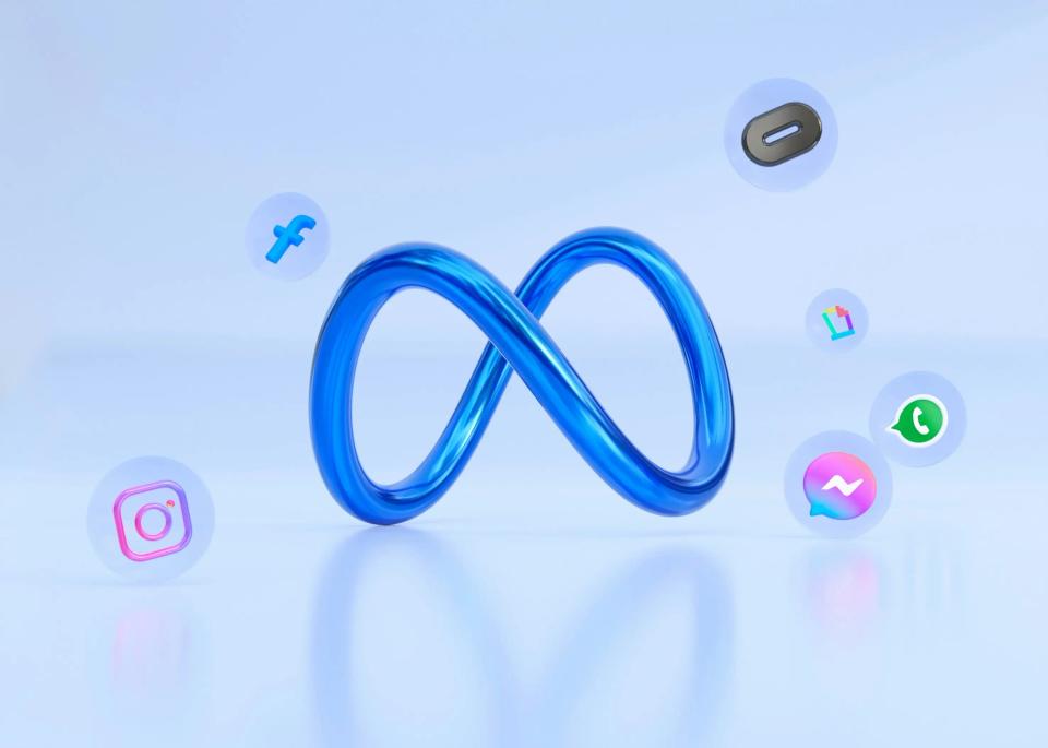 Símbolo azul de infinito com ícones