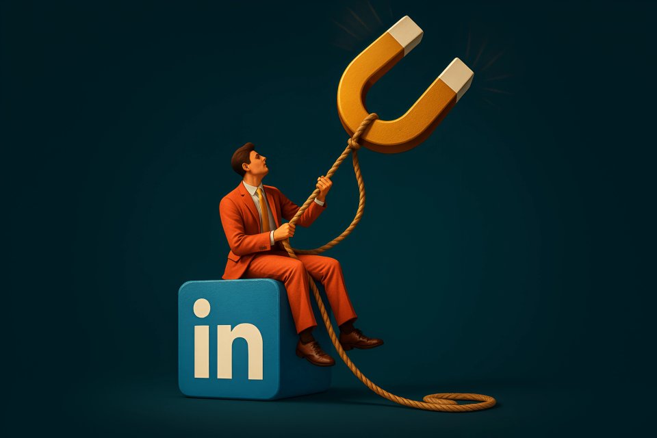 Empresário atraindo conexões no LinkedIn