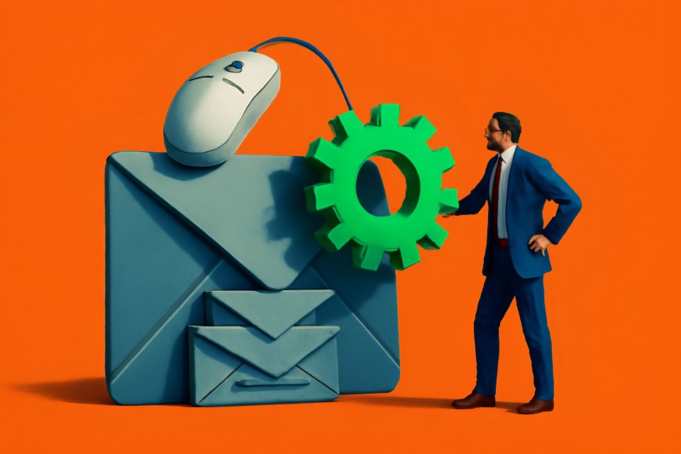 Businessman optimizing email technology