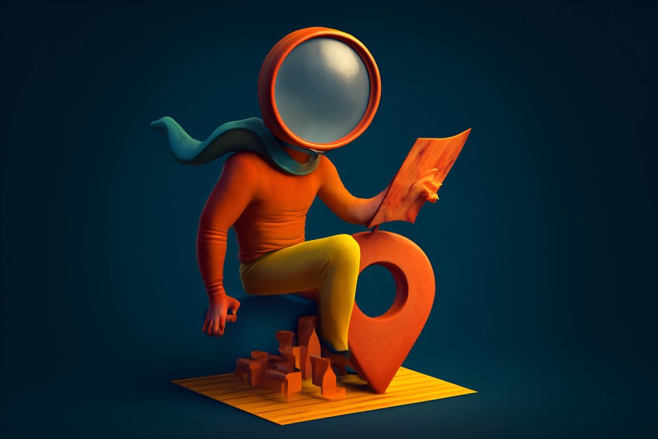 Bunte Figur mit Karte