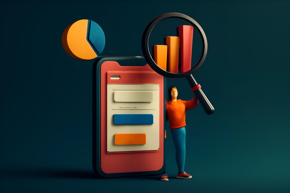 Illustration af dataanalyse for mobilapp