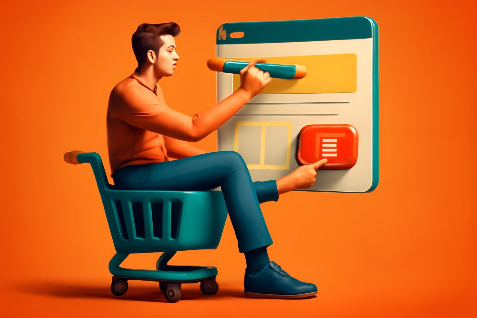 Eine Person, die eine E-Commerce-Webseite entwirft