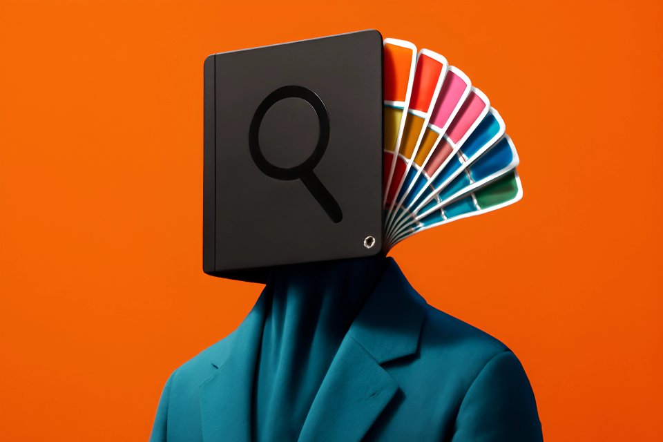 Figura senza volto con tavolozza di colori