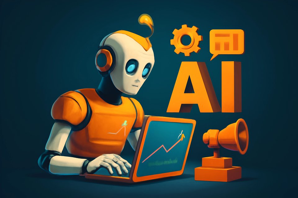Roboter, der an KI-Daten arbeitet