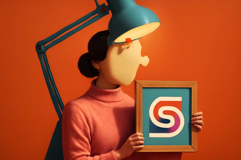 Gesichtslose Figur mit Logo