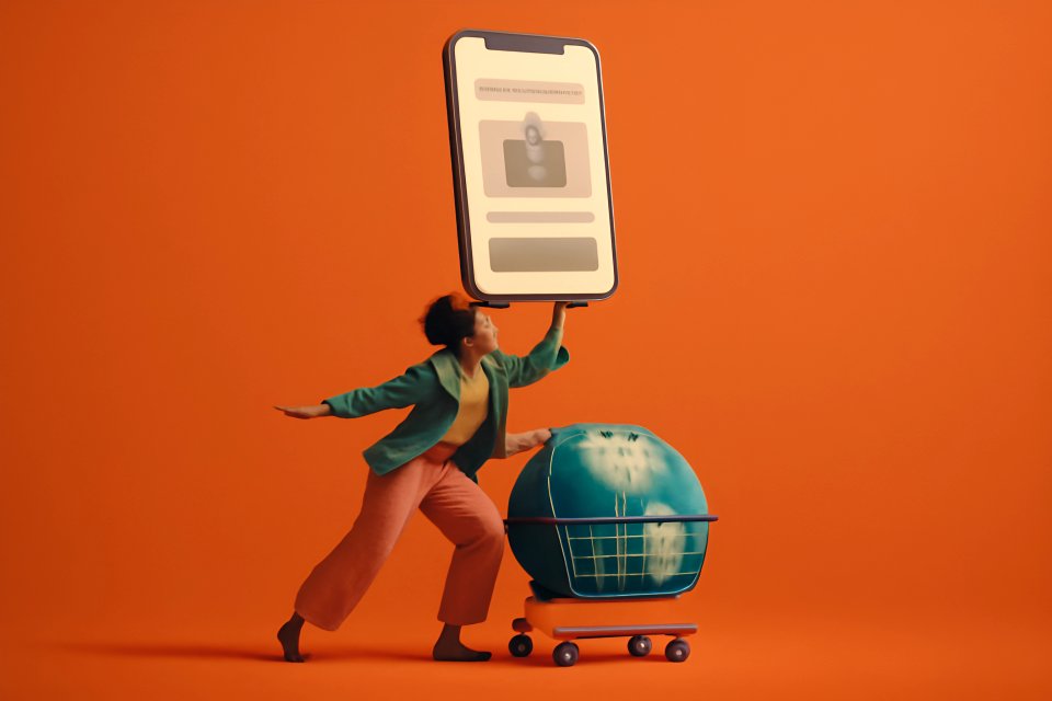 Person med smarttelefon og jordklode