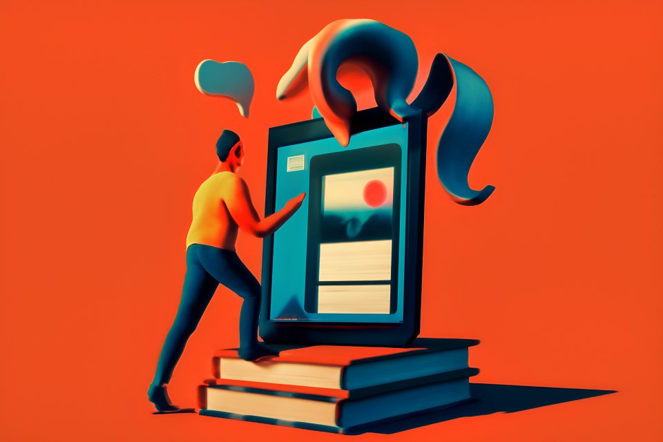 Personne interagissant avec une œuvre numérique
