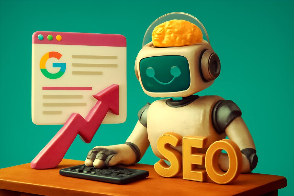 Robot working on SEO strategies