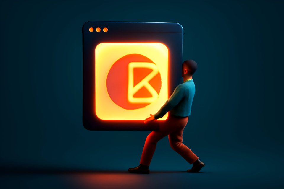 Persoon met stralend app-logo