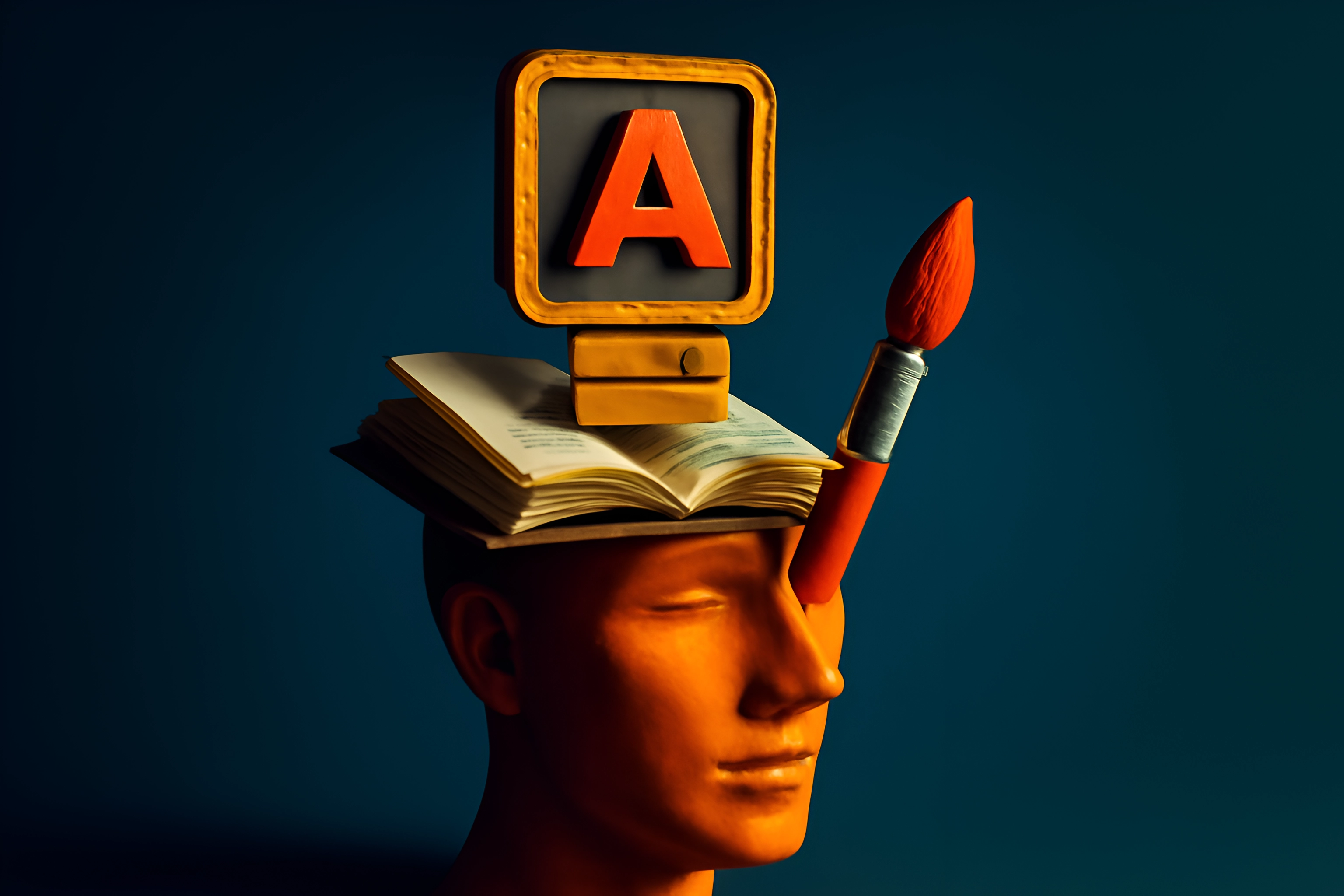 Creativity concept with book and tools