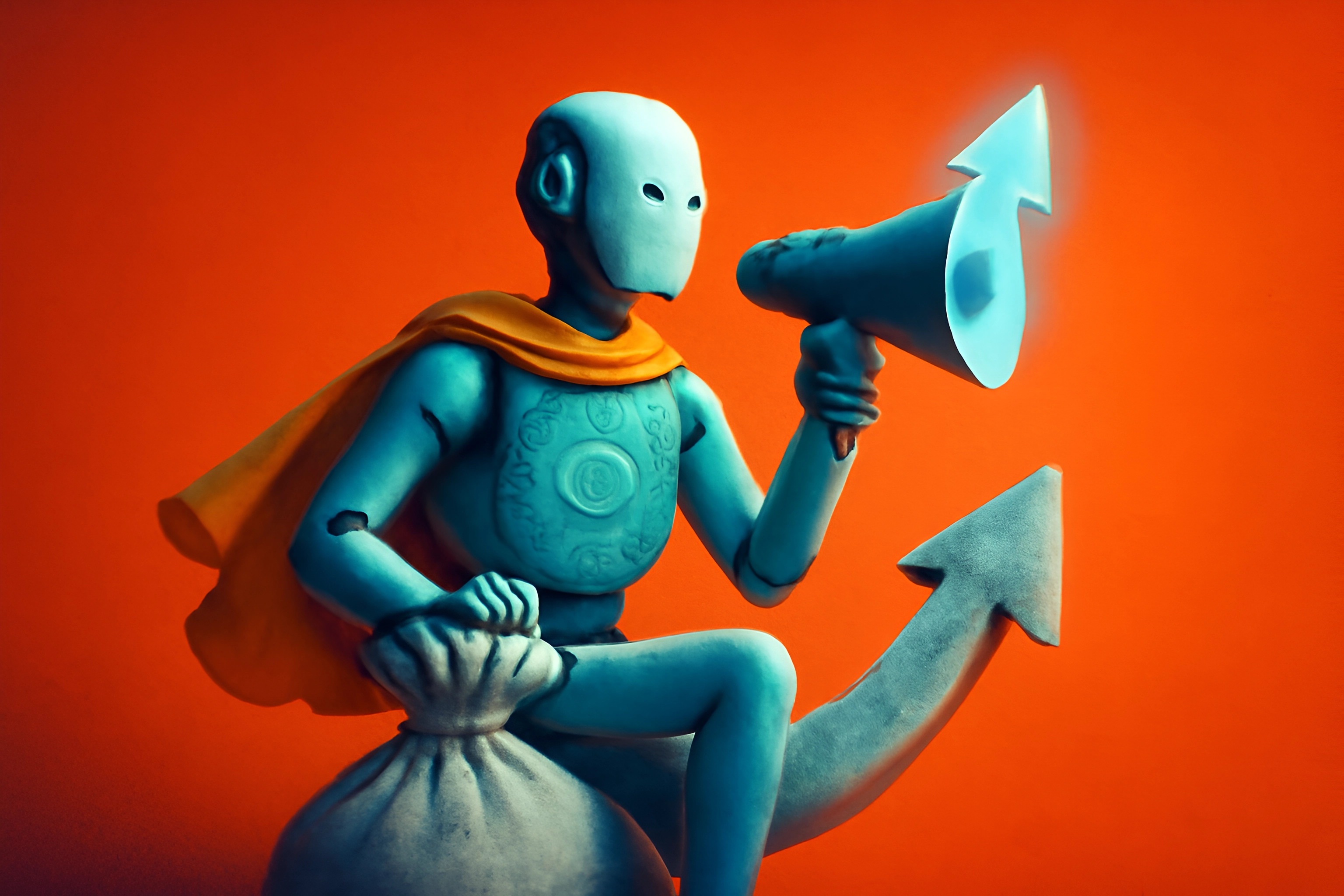 Blue figure with megaphone