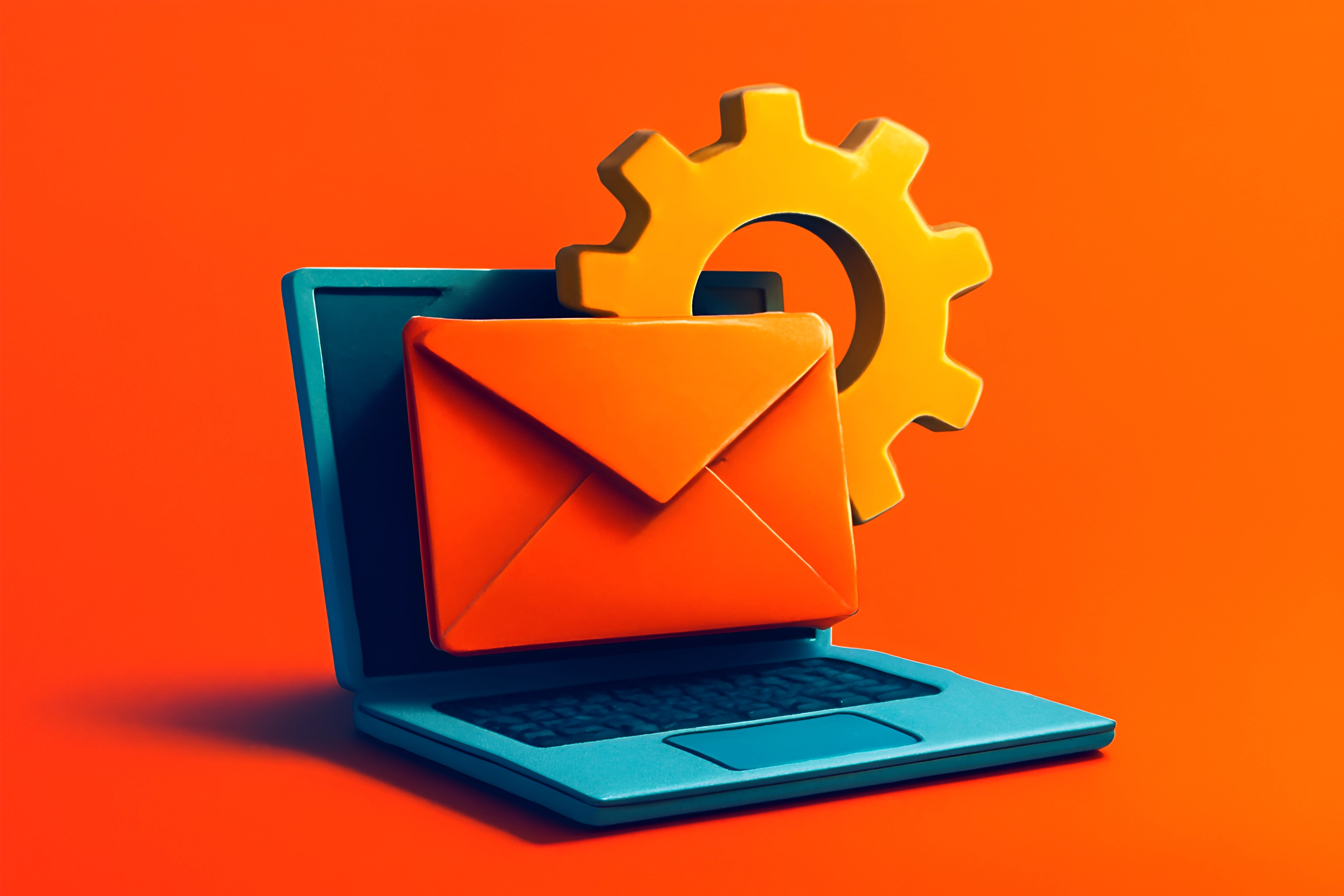 Laptop with email and gear icon