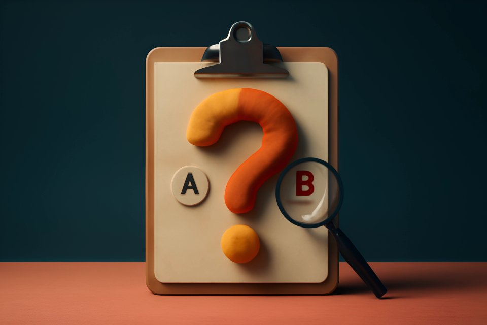 Clipboard with question mark and options