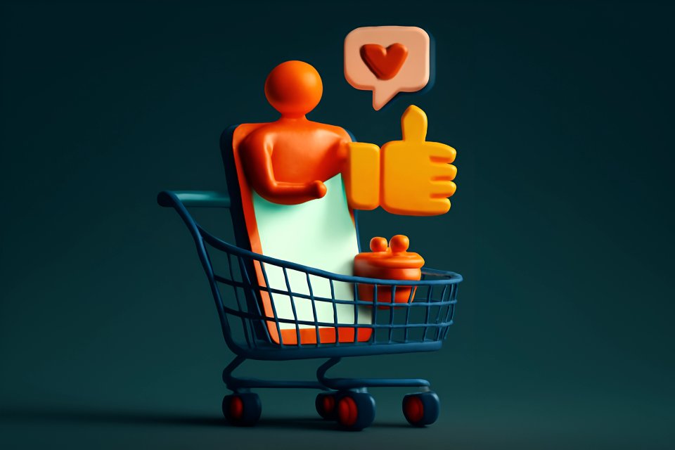 Handlekurv med sosiale ikoner