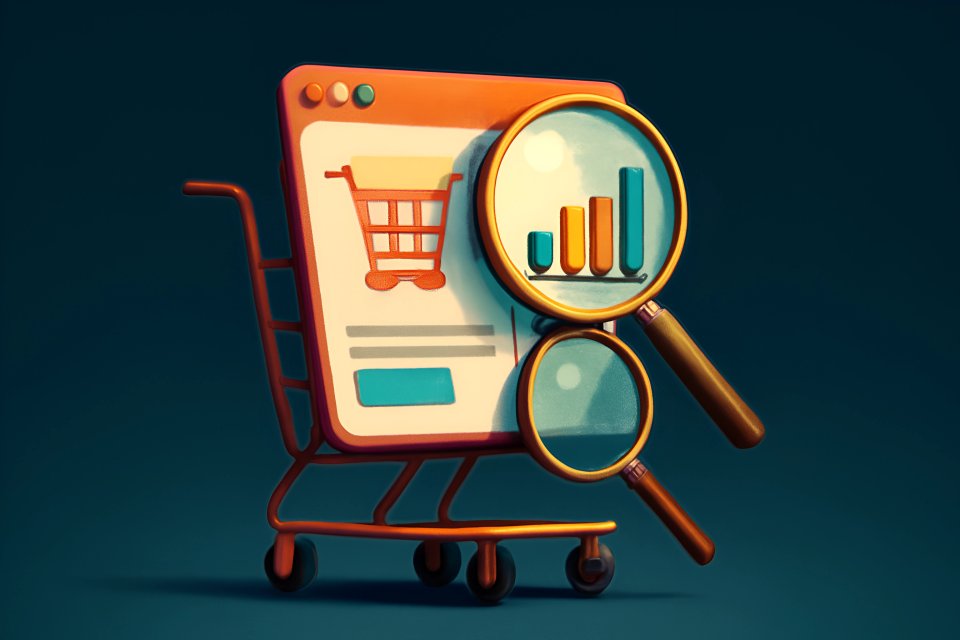 Handlekurv med analyser og grafer