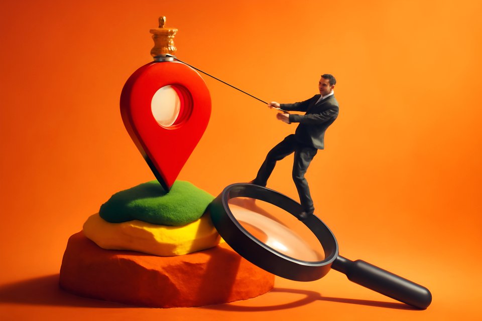 Businessman with location marker