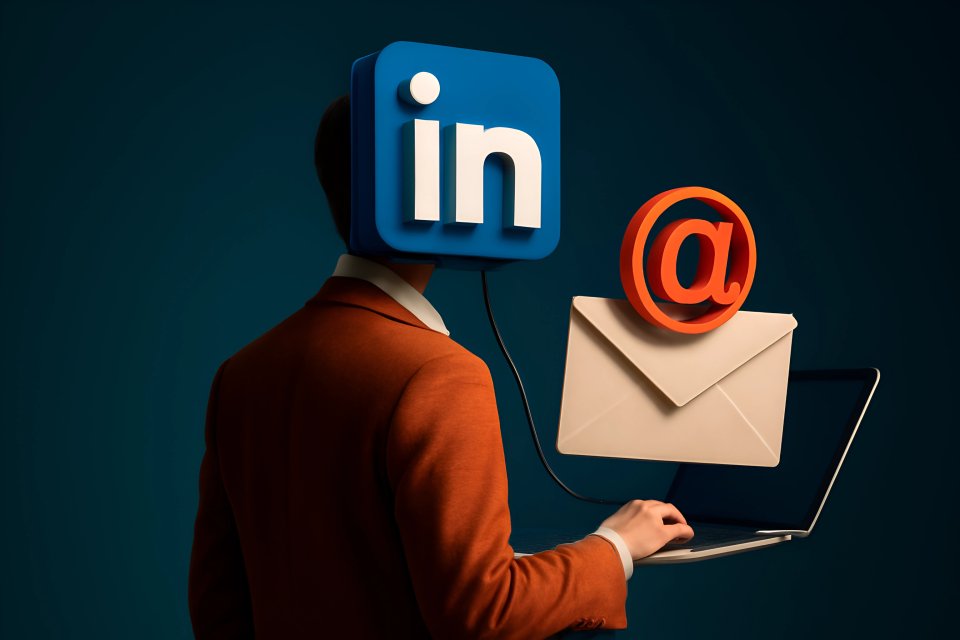 Concept de réseautage par e-mails sur LinkedIn