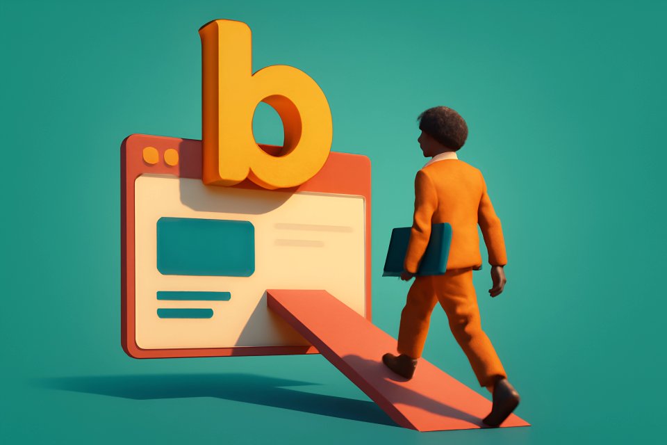 Une personne s'approchant d'une illustration de design de site web